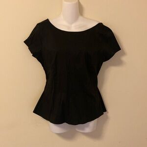 Ann Taylor shortsleeved black open back top blouse